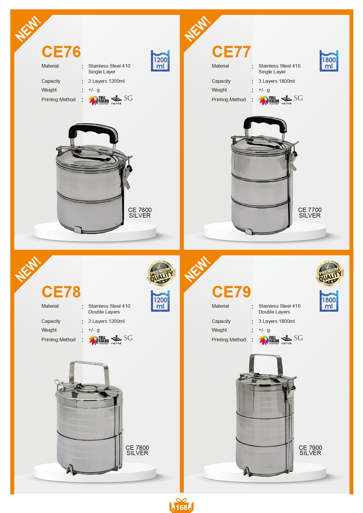 Tiffin stainless Steeel 410 2 layer