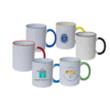 CR02 ceramic mug with red/yellow/blue/green/black rim and handle – 400ml with box