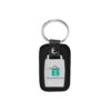KC27 PU leather keychain with metal plate insert. Ideal for engraving and full-colour logo printing. Premium corporate gift for branding.